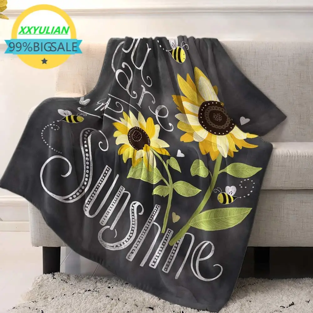 

Super Soft Cozy Flannel Fleece Blanket Sunflower Bee Lightweight Comfy Throw Blanket for Bed/Couch/Sofa/Camping- You are My