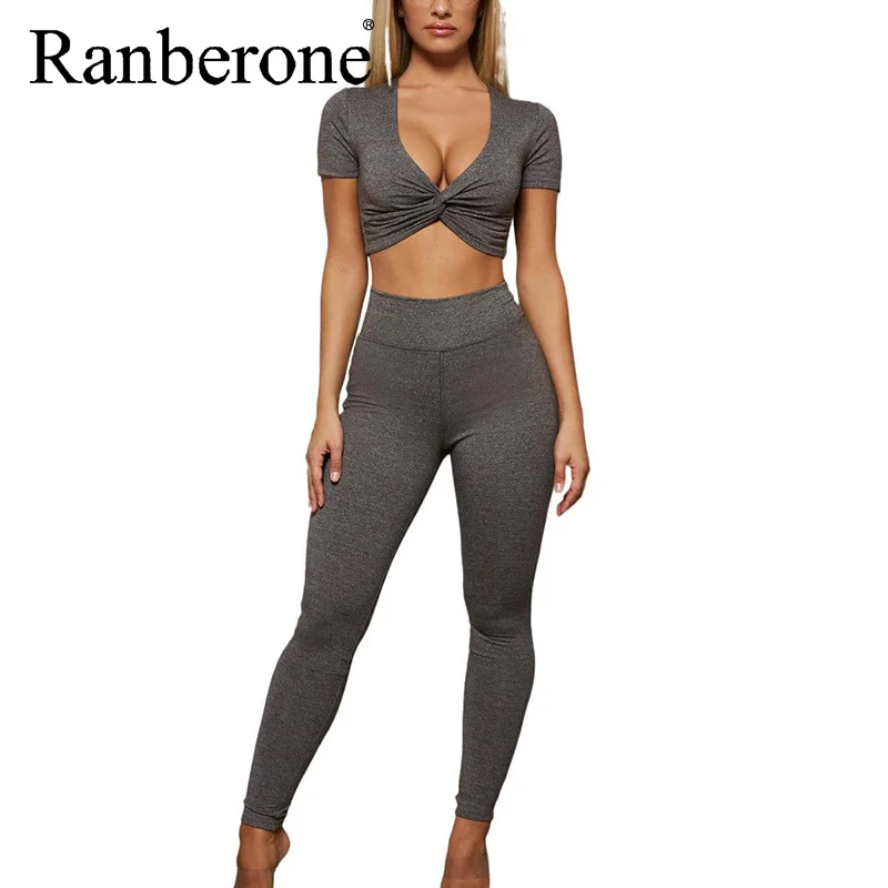 Yoga Sets Women Gym Clothes Sexy Cross Fitness Yoga Sports Suit Breathable Short Sleeved Shirt + Running Leggings Workout Set