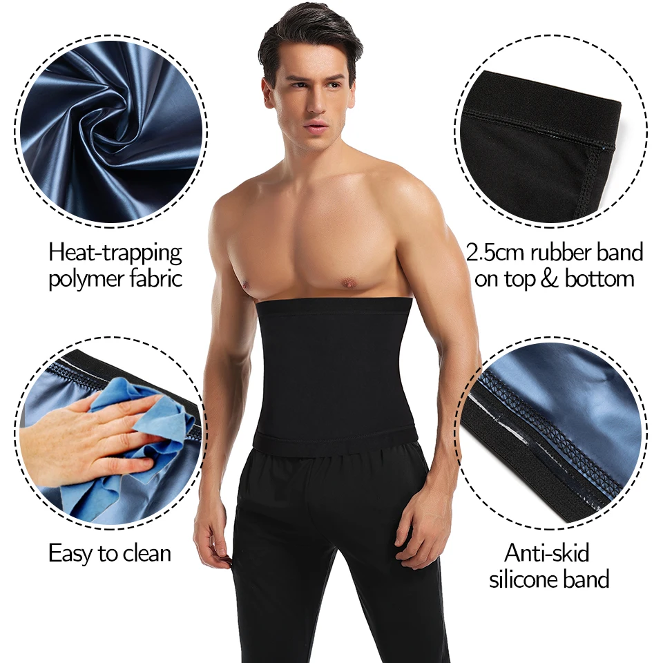 Men Slimming Body Shaper Sauna Sweat Belt Waist Trainer Corsets Belly Band Sport Girdle Modeling Straps Stomach Wraps Fat Burner