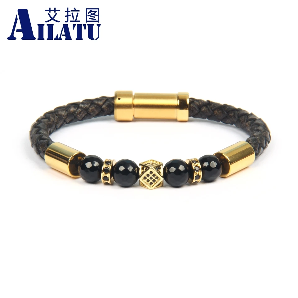 Ailatu 10 шт. мужские роскошные неправильные геометрические перед CZ браслеты с