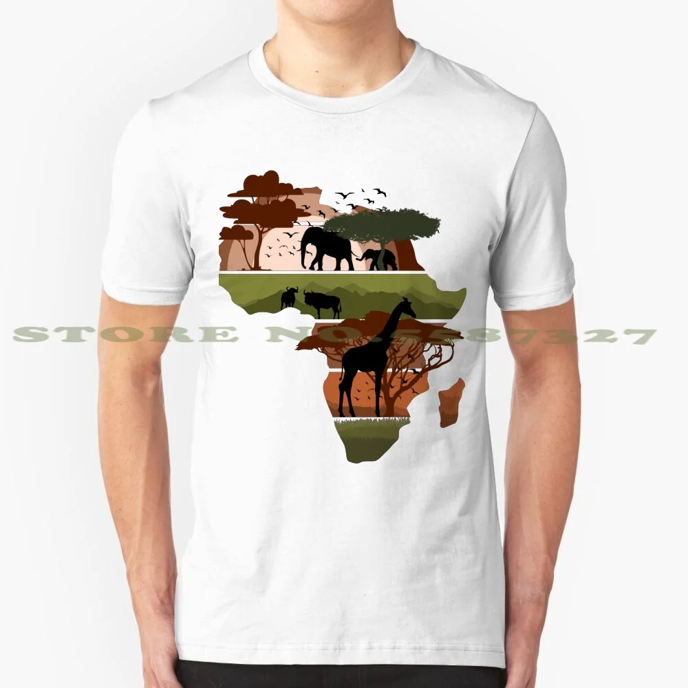 

Африканская черно-белая футболка для мужчин и женщин, африканская история месяца, черный слон, сафари, закат, природа, дикая карта джунглей