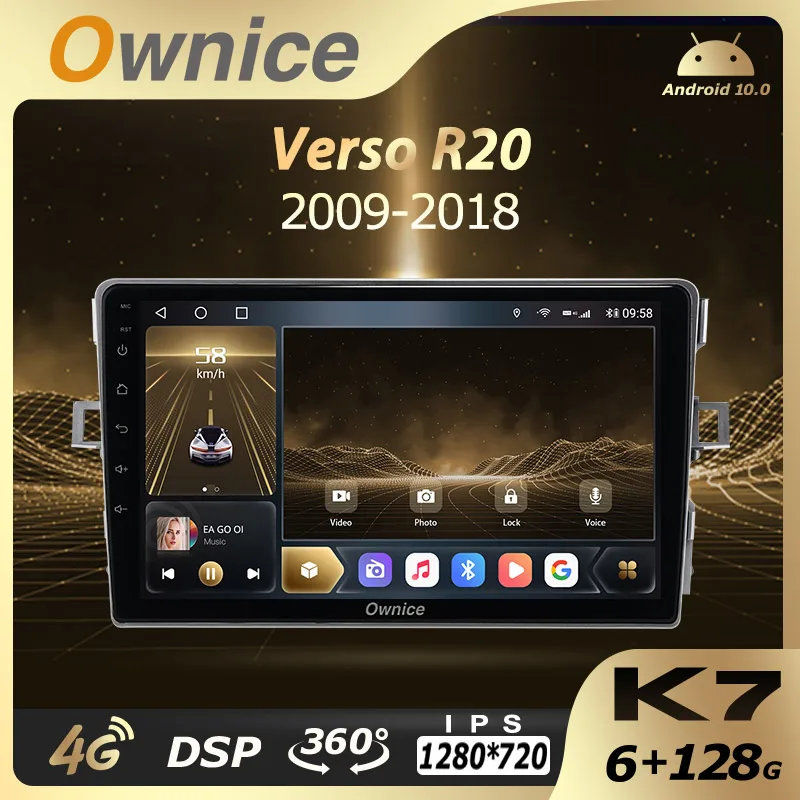 

Автомобильный мультимедийный радиоприемник 6G + 128G Ownice Android 10,0 для Toyota Verso R20 2009-2018 2 Din GPS аудио головное устройство 4G LTE 360 1280*720