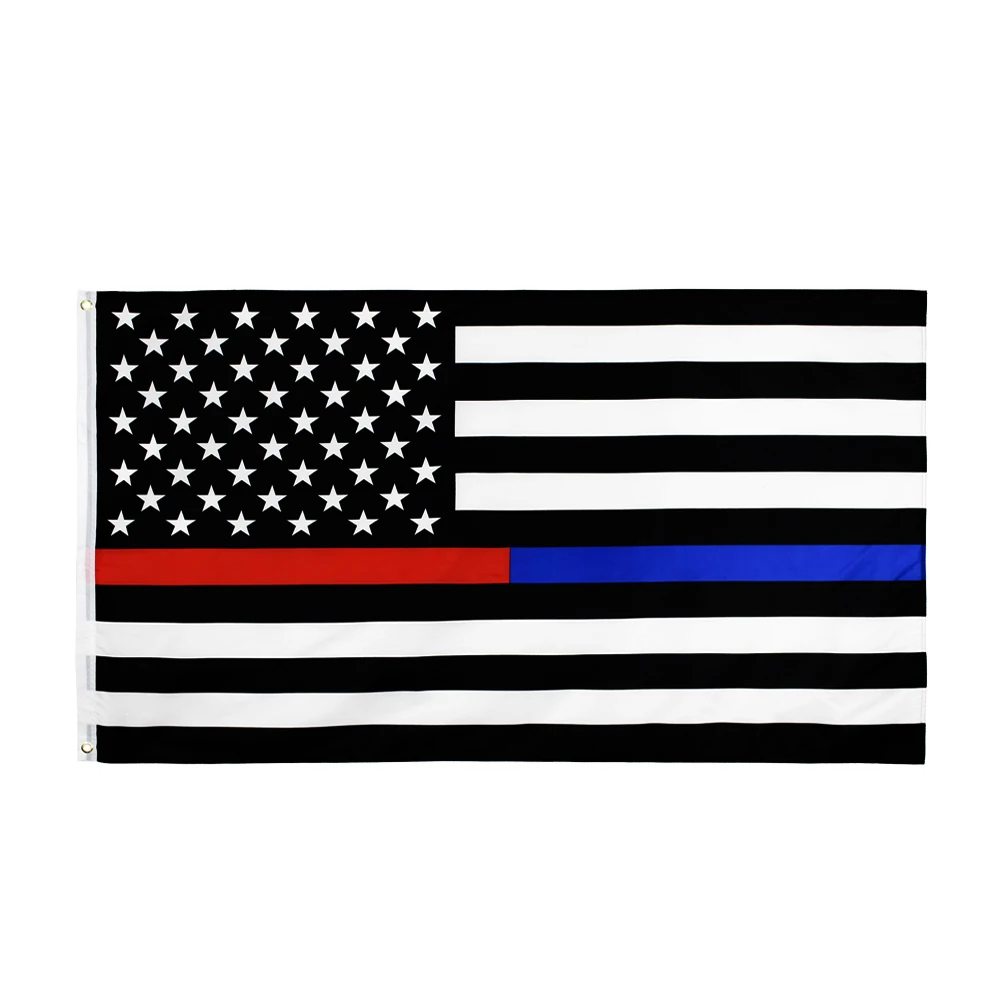 

3Jflag 3x5Fts 90X150cm Thin Red And Blue Line Dual American Flag For Police Officers Firefighters First Responders