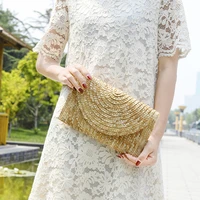 straw clutch bags for women 2021 trend summer beach purses and handbags envelope wallet coin color brown boho small phone pouch