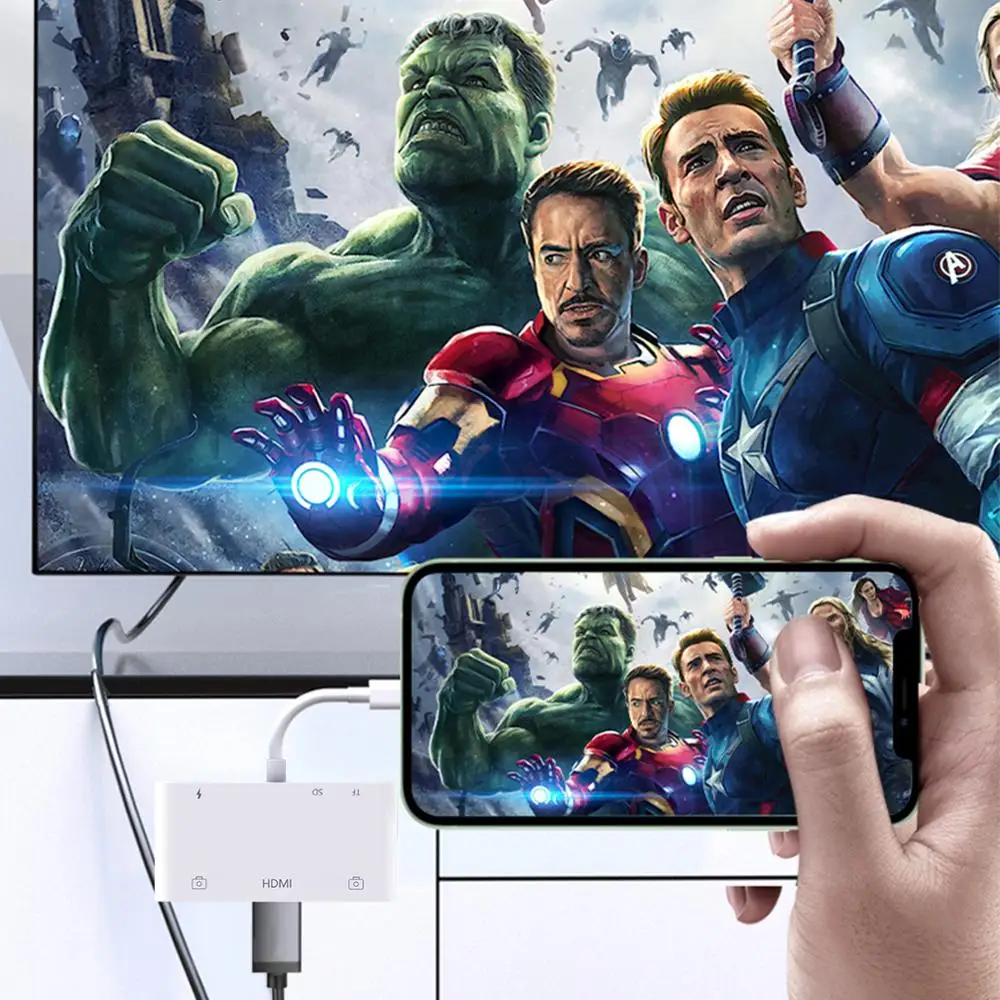 

NEW Lightning To 1080P HDMI Cable USB SD TF Card Reader Digital AV TV OTG Adapter Hub For iPhone X XR XS 11Pro Max iPad Mini Pro