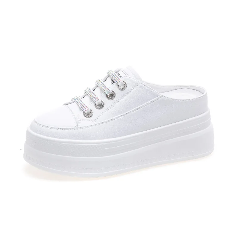 

House Slippers Platform Summer Women's Shoes Cover Toe Slides Low Increased Internal Fashion Pantofle Loafers Soft Luxury 2021 F