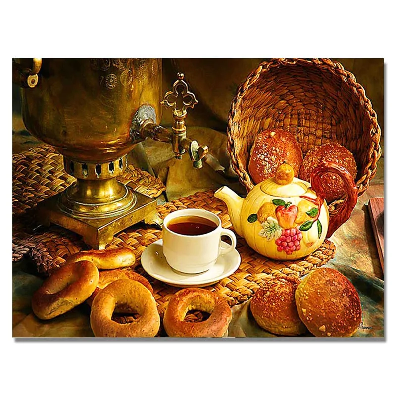 Кофейная Алмазная вышивка кухонный Настенный декор Кубик Рубика круглая