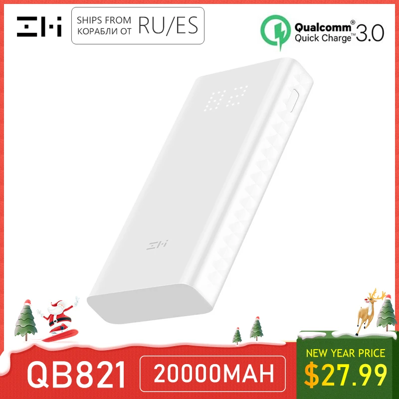 ZMI power Bank 20000 мАч Быстрая зарядка 3,0 20000 мАч Внешний аккумулятор зарядное устройство для мобильного телефона QB821 QB822