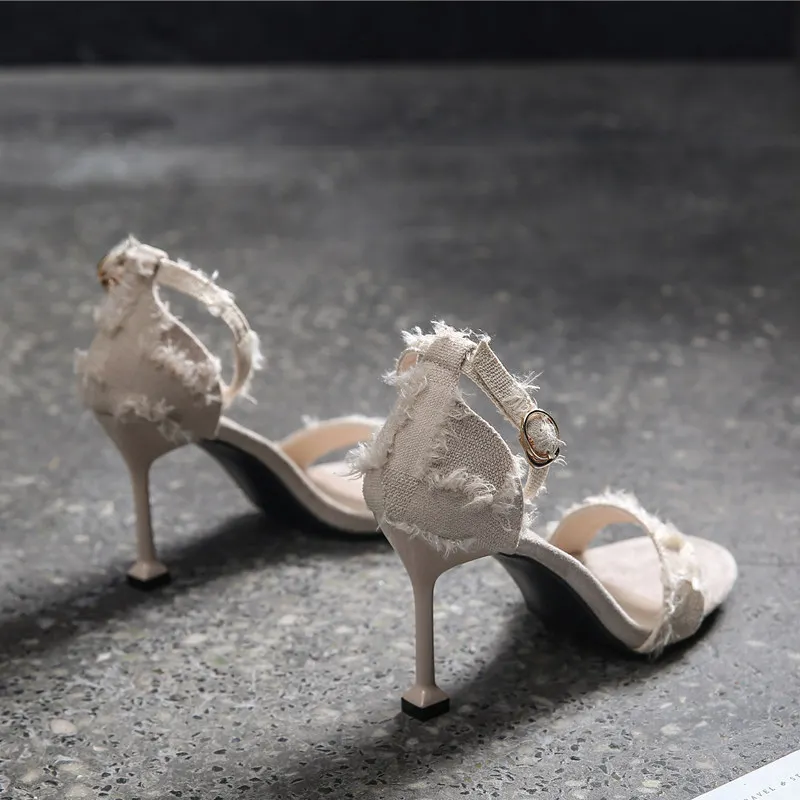 

Women's shoes 2020 summer Hasp Open toe sandals high heels stiletto heel sandals women's plus size