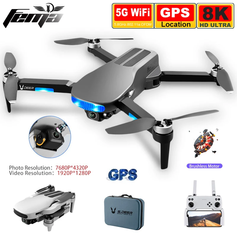 

LU3MAX ESC Drone Camera 8K GPS Professional 5G WiFi FPV Long Distance 25mins Foldable Brushless RC Quadcopter Dron PK SG108