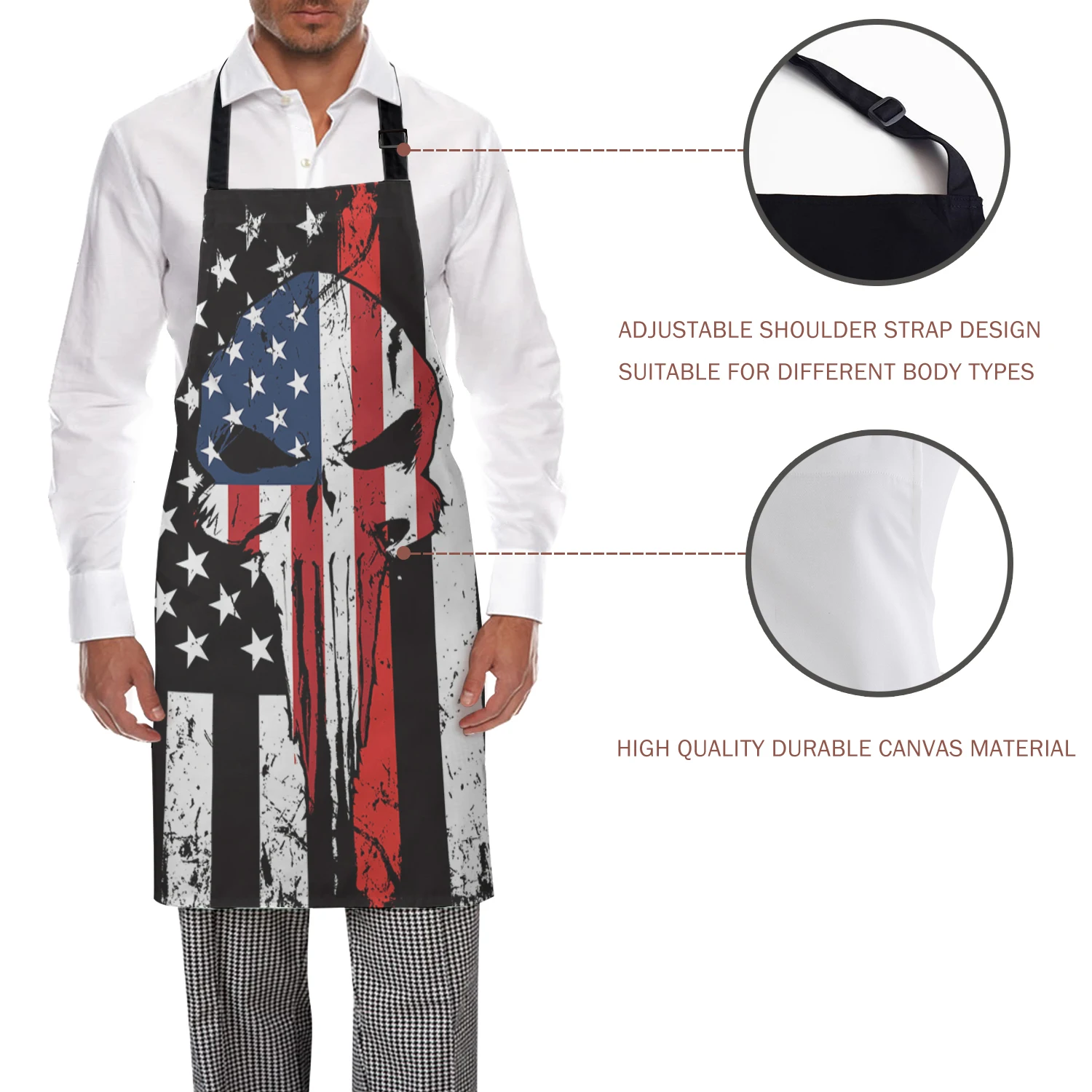 Каратель Череп красная линия американский флаг фартук дизайн Регулируемый Холст