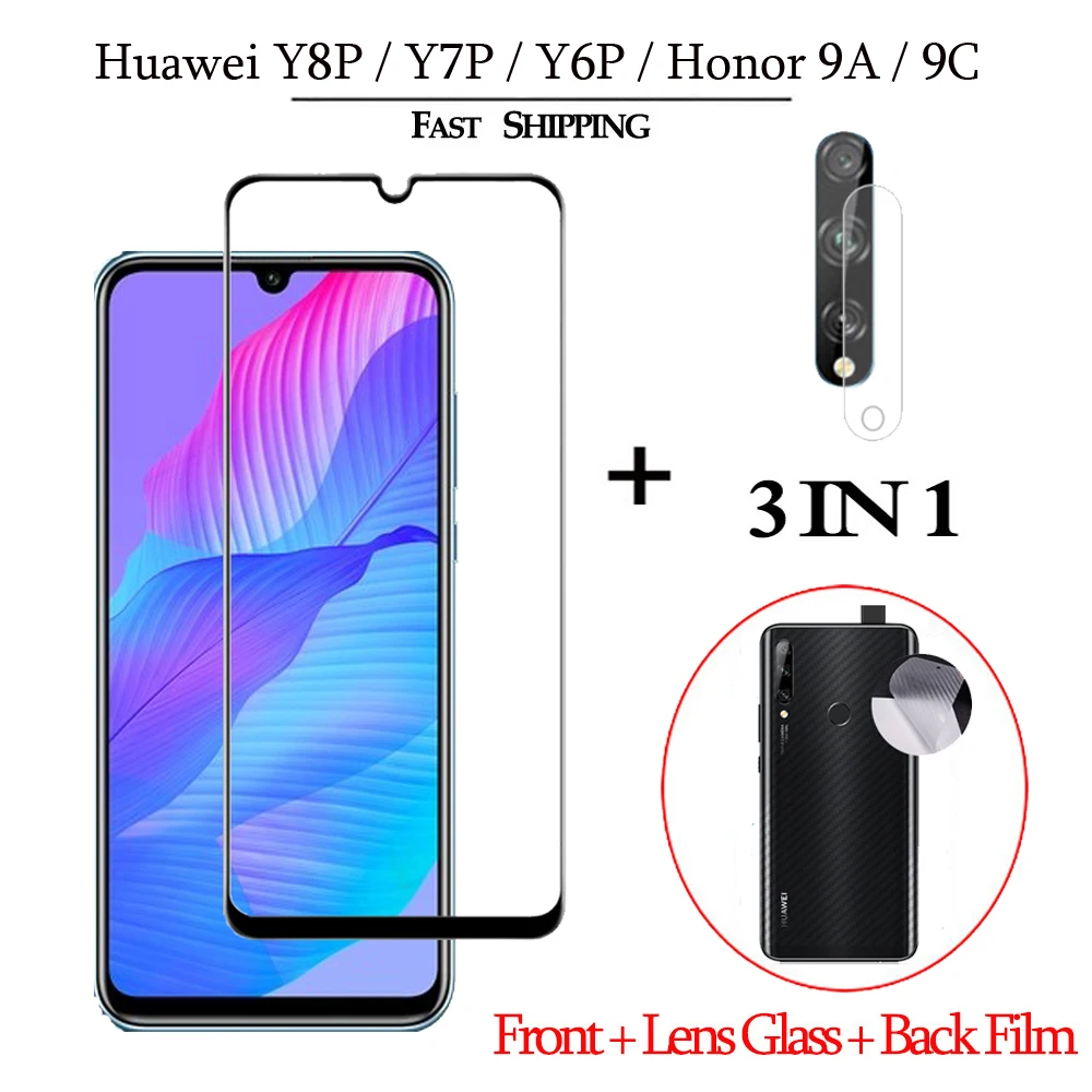 3 в 1 закаленное cтекло хонор 9с хуавей у8р хонор9с Huawei Y6P Y7P Y8P протектор объектива