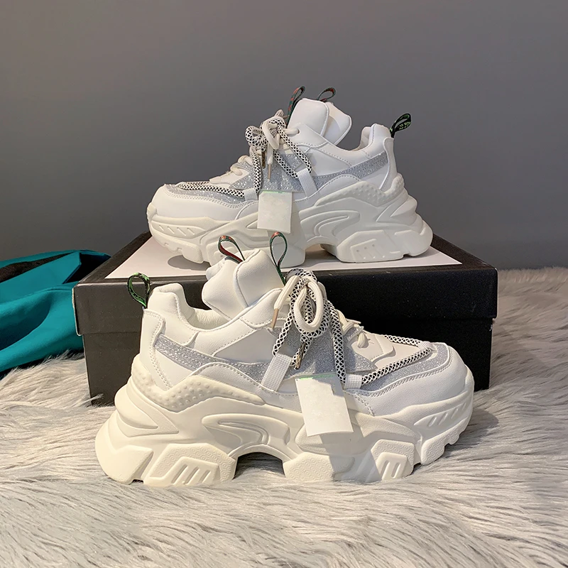 

Platform sneakers White luxury shoes for women 2021 Autumn black chunky sport shoes Female casual wedge vintage harajuku shoes