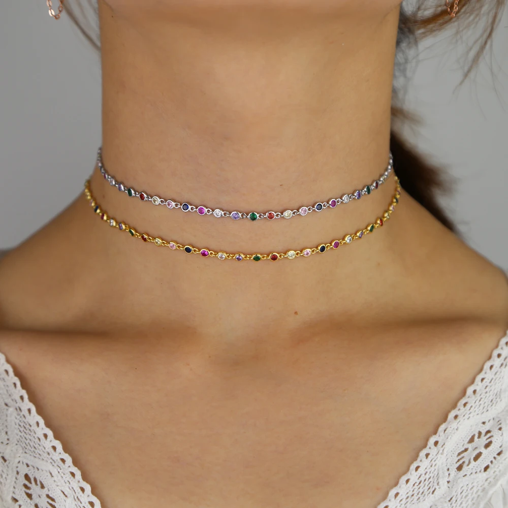 Новый стиль колье Потрясающие радужные красочные ювелирные изделия с золотым