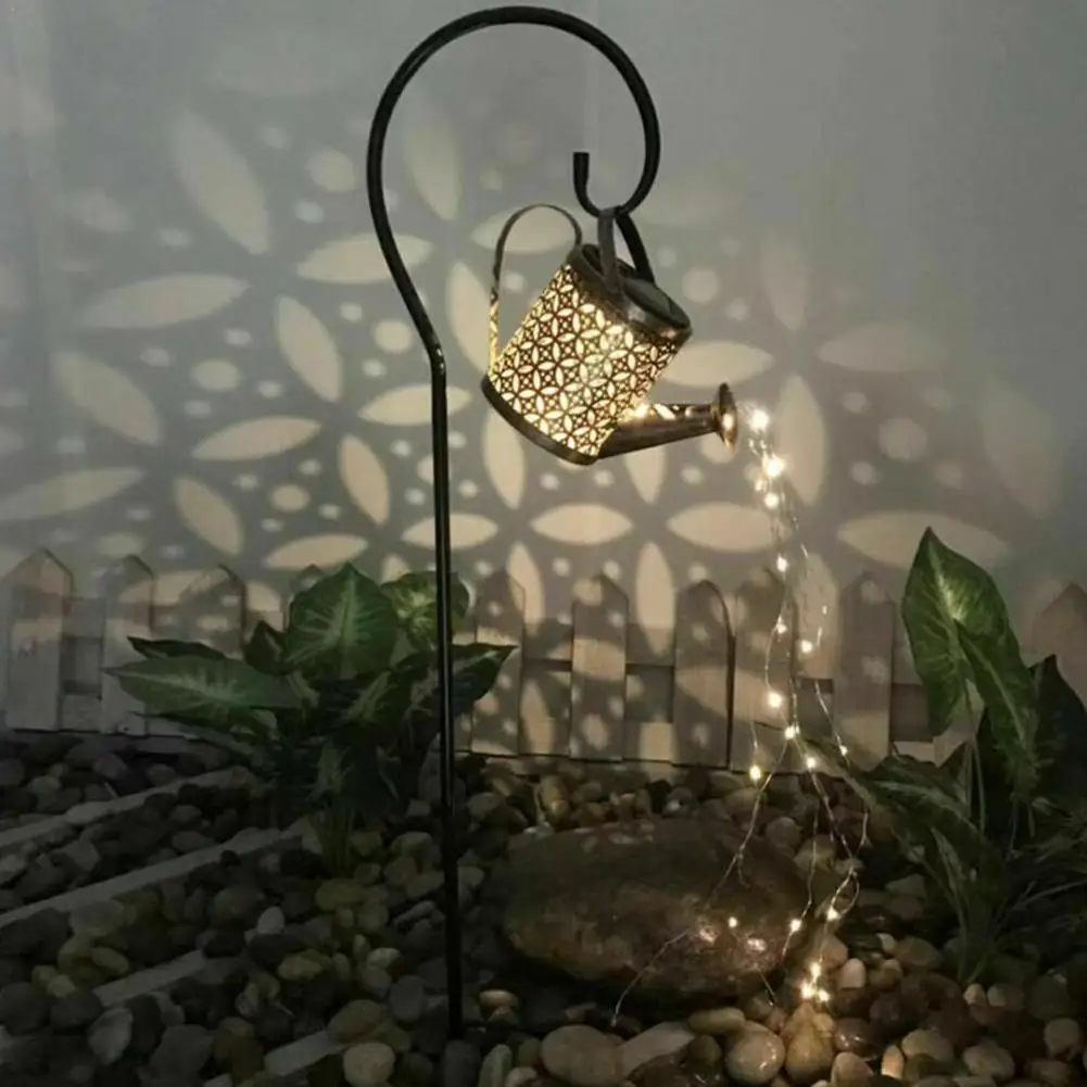 

Cute Solar Powered Watering Can Sprinkles Fairy Light Waterproof Shower Light for Outdoor garden Lawn andscape Decor