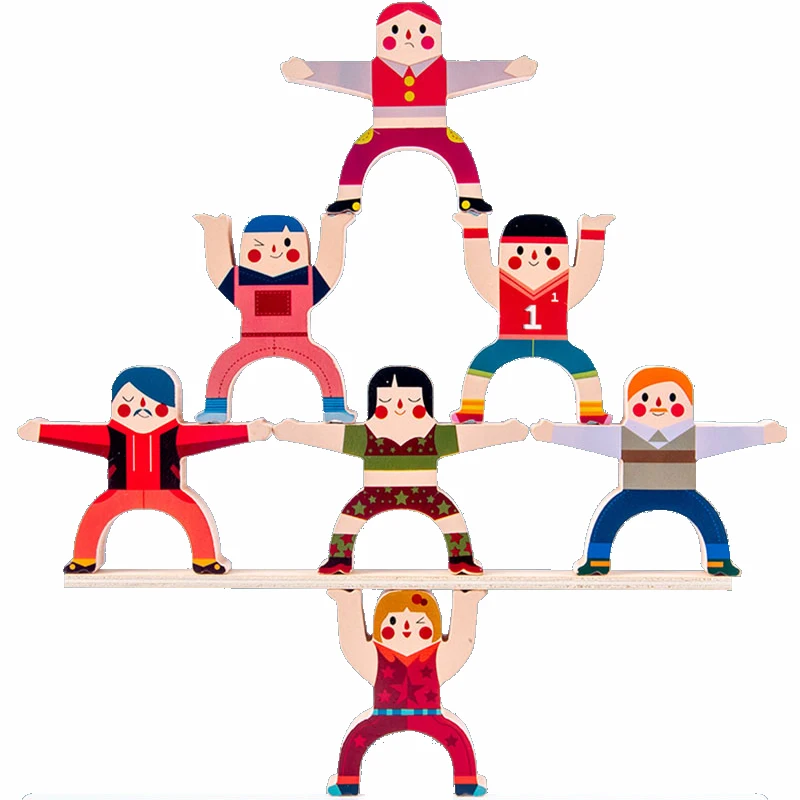 

12/16 pcs Wooden Multiplayer Cartoon Hercules Balance Building Blocks DIY Stack Educational Toys for Children Birthday Gifts