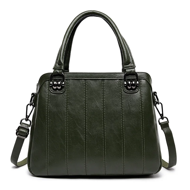 New High Quality Leather Ladies Shoulder Bag Luxury Handbags Women Bags Designer Large Capacity Crossbody Bags For Women - Цвет: Green