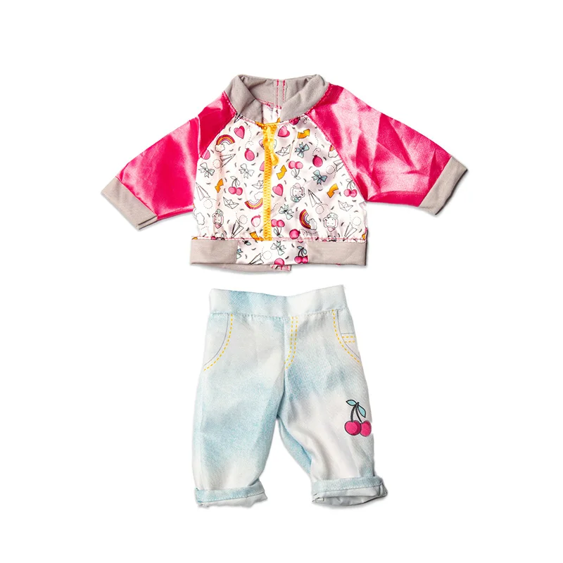 

Hot Cherry Pink Coat + Pants Doll Clothes Fit For 43cm Baby New Born Doll clothes reborn Doll Accessories