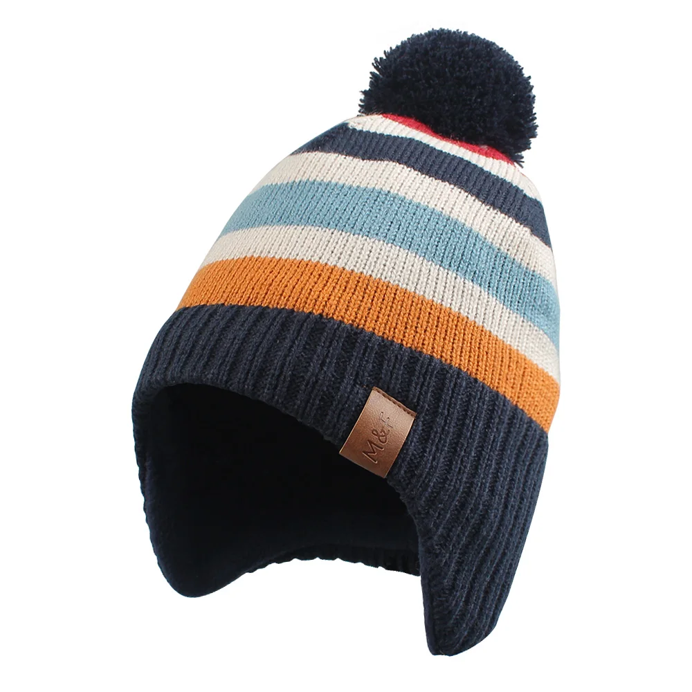 Dinosaur Baby Beanie Hat Winter Spring Toddler Boys Girls Earflap Cap Thick Lining Warm with PomPom Polyester Elastic | Детская одежда