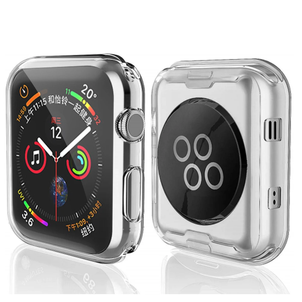 Чехол для Apple Watch 4 3 2 1 40 мм 44 360 встроенная прозрачная защитная пленка из ТПУ чехол