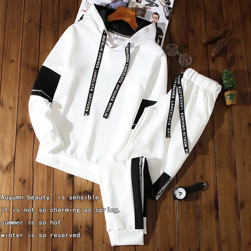 

2021 new casual hip hop letter sportswear men's 2-piece Set + sportswear casual fashion letter men's size m-4xl