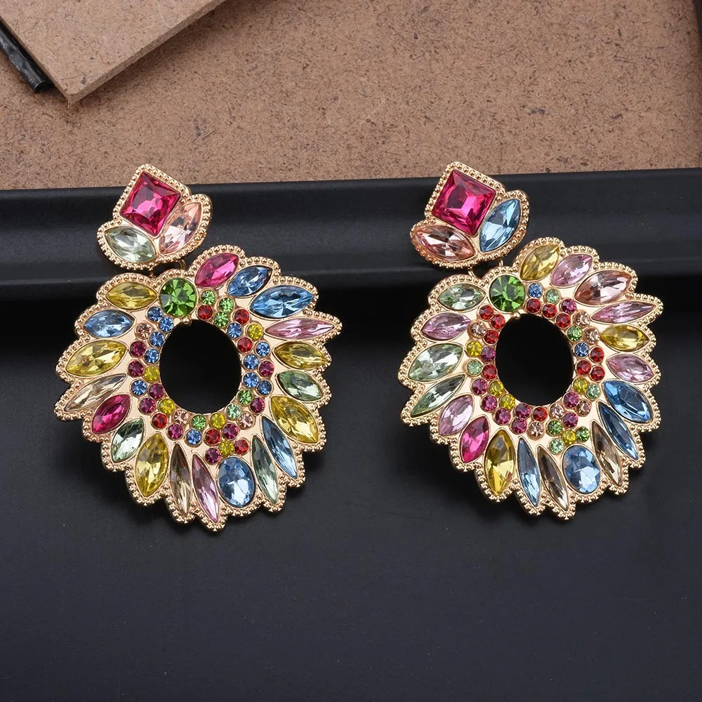 

Женские серьги-капельки, разноцветные стразы, ювелирные украшения для ужина, лето