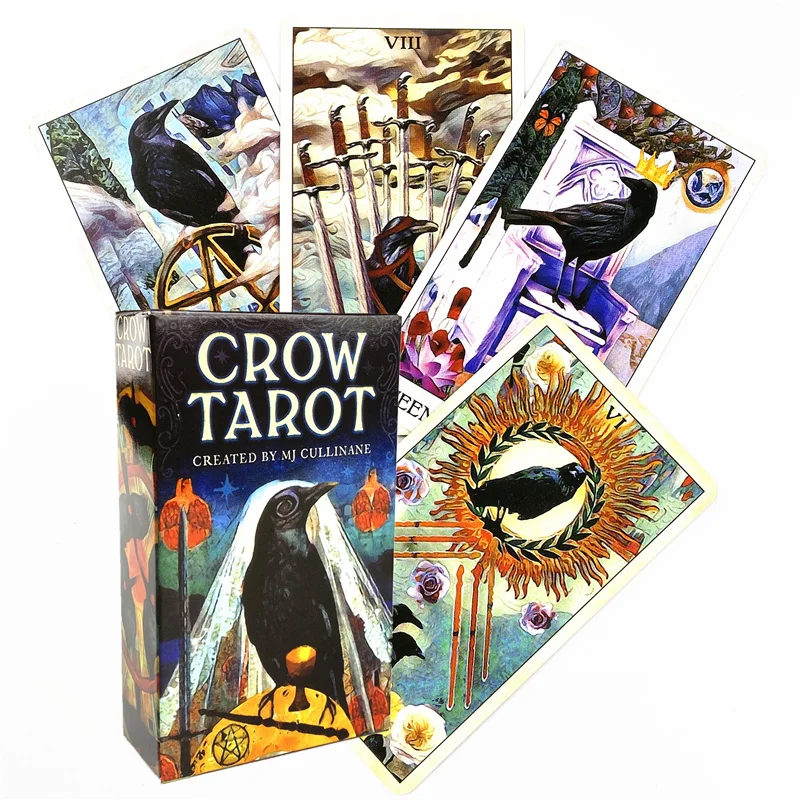 

2021 Crow Tarot Cards and PDF Guidbook Deck Party Playing games Fate Divination Cards Wholesale