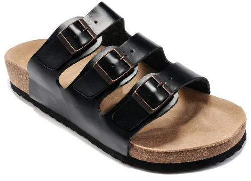 

Famous Brand Men's Three buckles Flat Sandals Woman Casual Two Summer Beach Genuine Leather Slippers With original shoe box 813