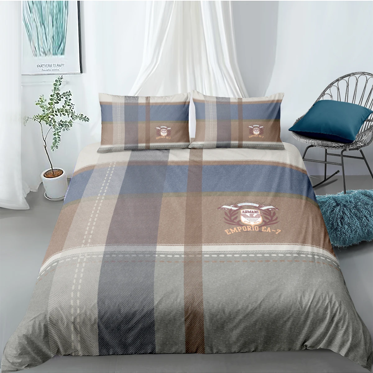 

3D Duvet Cover Set Bedding Sets comforter Cases Pillow Covers Double Single Full Twin King Queen Size Grid Stripe Bed Linens