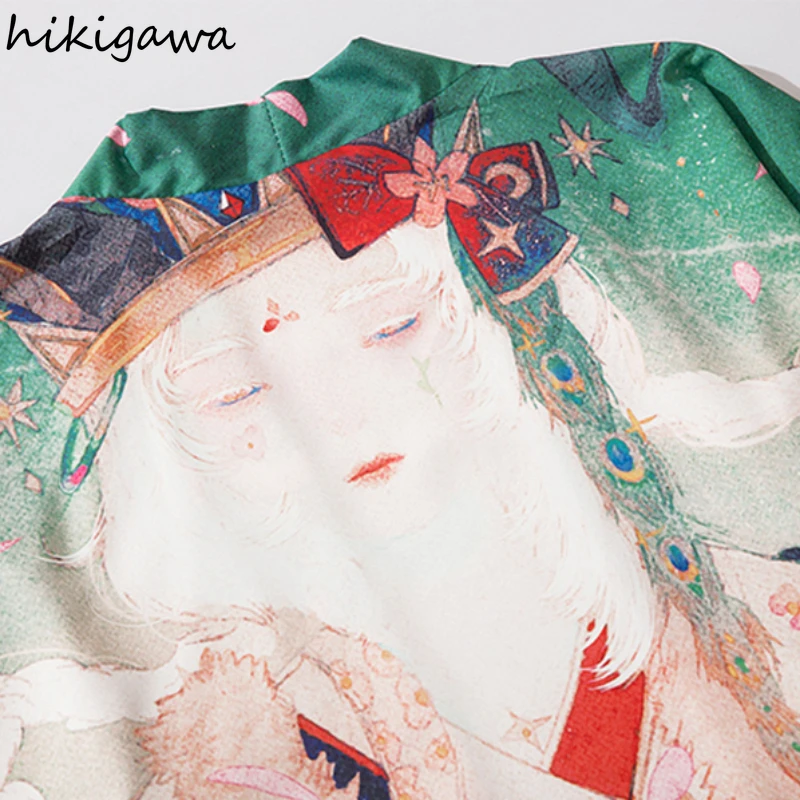

Hikigawa Womens Tops Harajuku Fashion Men Shirt Vintage Loose Blusas Mujer Short Sleeve Women Blouses 2021 Japan Camisas