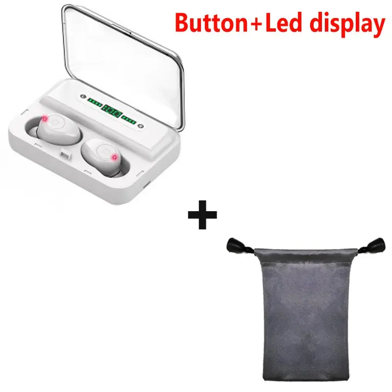 Button led add bag TWS светодиодный дисплей мини беспроводной стерео Bluetooth 5,0 наушники водонепроницаемый зарядный мини невидимая кнопка - Цвет: Button led add bag