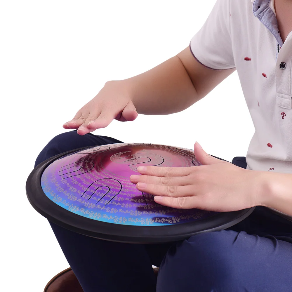

14-18 Inch UU Drum Hand Pan Drum Alloy Steel Tongue Drum 9 Double-tone Tongues Percussion Instrument with Carry Bag