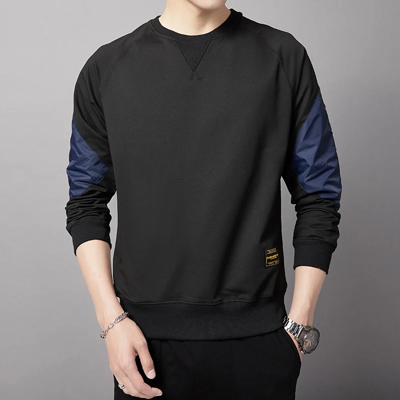 

Men's Hoodie Men's Autumn Pullover 2021 New Long Sleeve T-shirt Loose Solid Color Sweatshirt Crew Neck