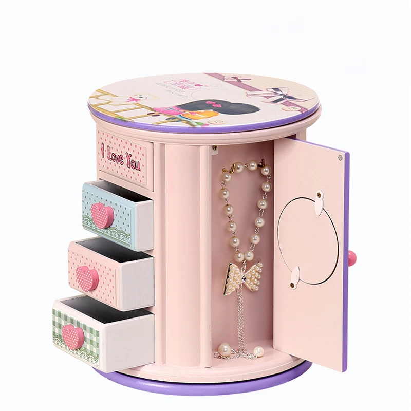 

Princess Jewelry Storage Box Wooden Multi-layer Drawer Jewelry Bangle Box Korean Jewelry Jewelry Storage Finishing Box Large