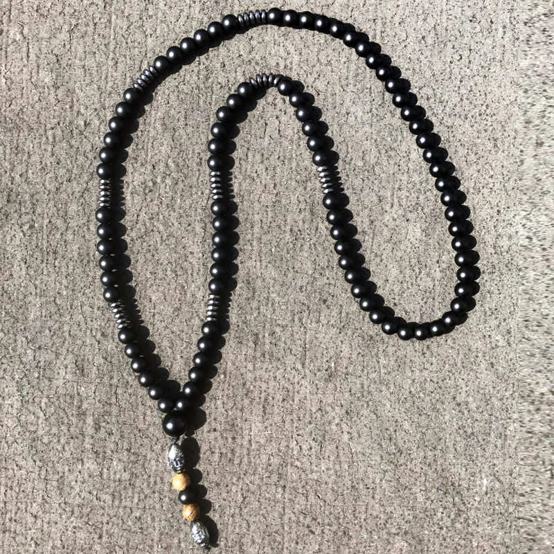 Ожерелье Mcllroy длинное с бусинами из натурального камня для мужчин и женщин