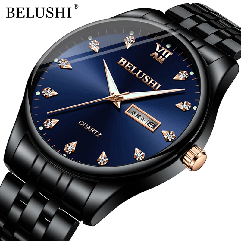 Часы наручные BELUSHI Мужские кварцевые водонепроницаемые брендовые Роскошные