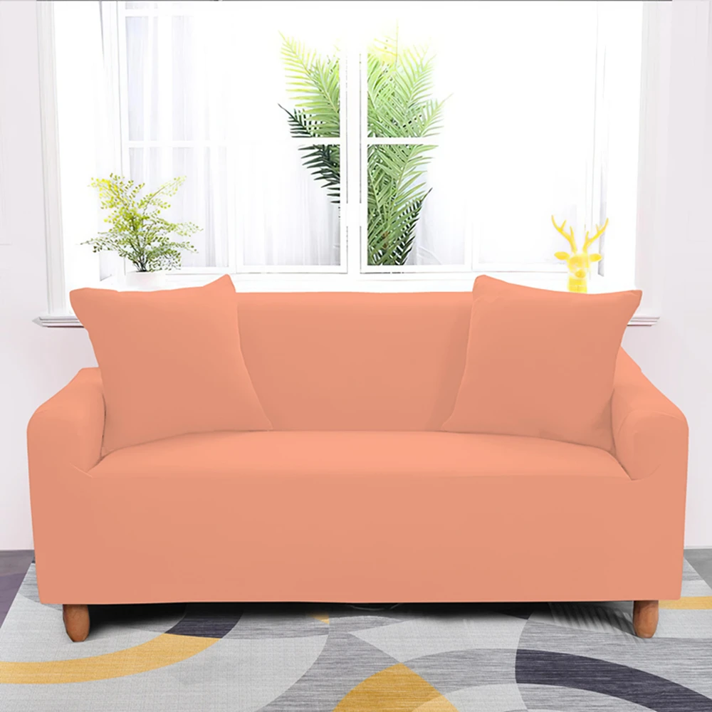 

Solid Colors Elastic Stretch Tight Wrap All-inclusive Sectional Sofa Cover for Living Room Couch Covering PillowCase Home
