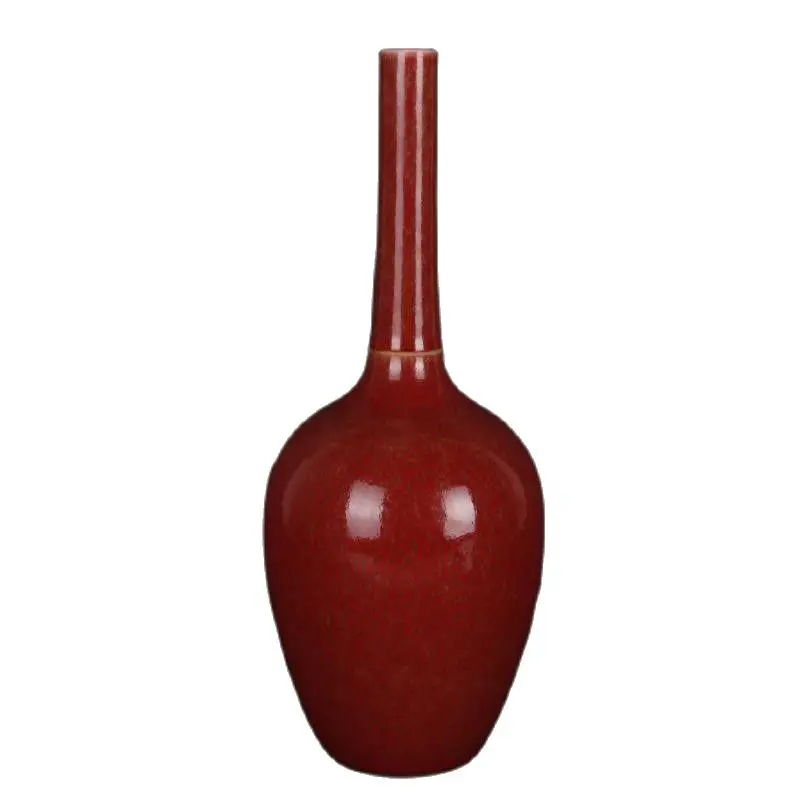 

Early collection of the Qing Kangxi kiln red glaze gall bottle handmade antique porcelain