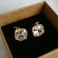 luxury14k gold plated golden earrings for women fashion 925 sterling silver zircon stud earrings for girl jewelry gift earings