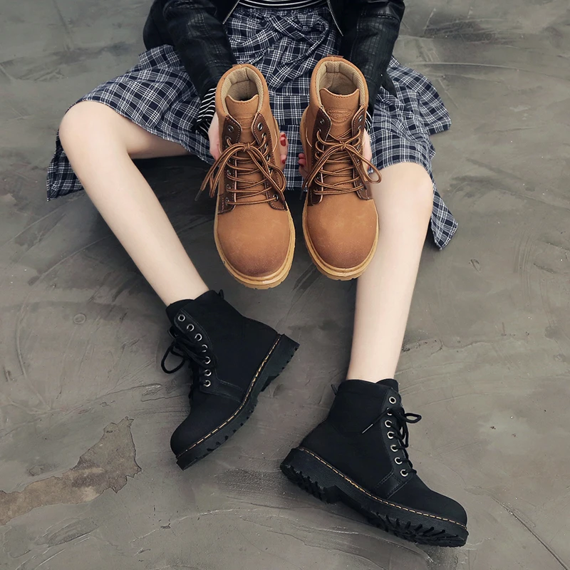 FUJIN/брендовые женские ботильоны с плюшевым мехом Женская обувь на шнуровке из