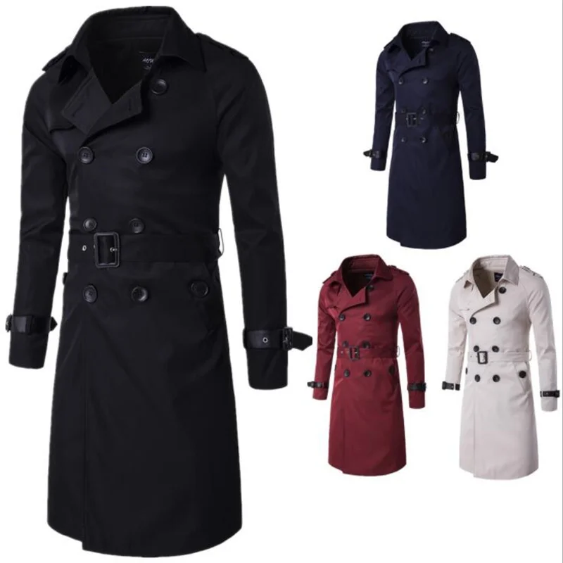 Mens trench coats man long coat men double-breasted clothes slim мантия мужская overcoat long sleeve new designer spring autumn
