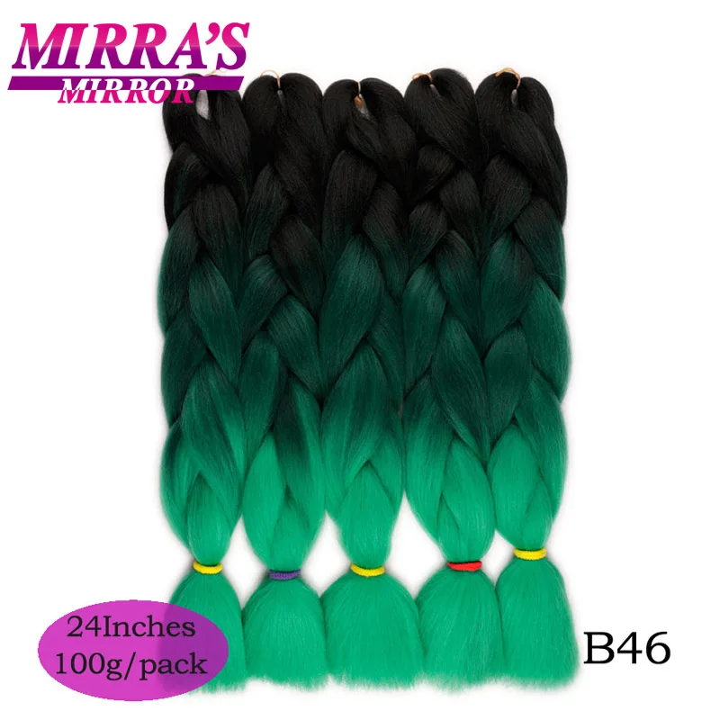 Mirra's Mirror 5 шт., 3 тона, Омбре, огромные косички, волосы для плетения, коричневые синтетические волосы для наращивания, Омбре, вязанные крючком волосы, 24 дюйма, 100 г