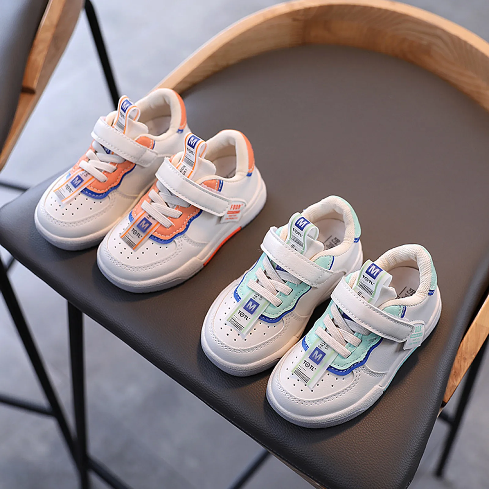 

Children's Sneakers Newborn Baby Boy Girls Shoes Patch Leather Casual Sneakers Breathable Soft Non-Slip Sole Shoes