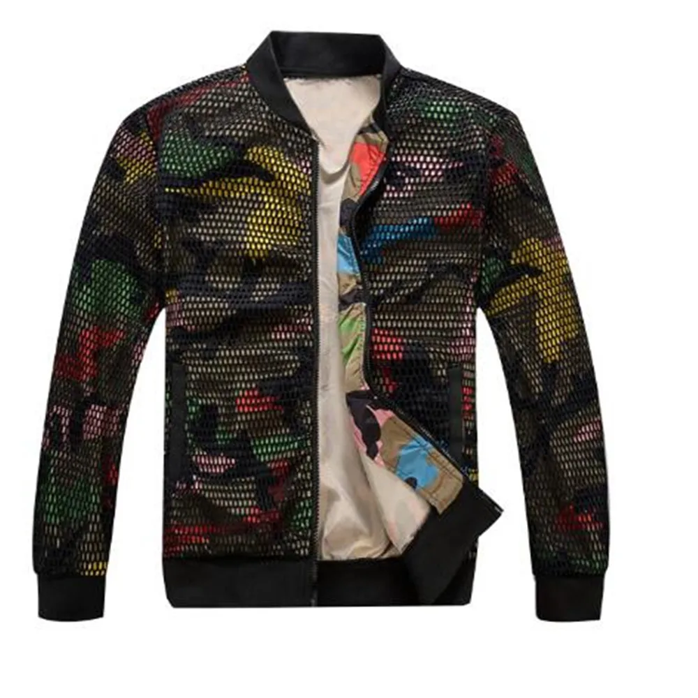 

Spring Autumn Personality New Korean Male Hollow Baseball Jacket Camouflage Top Trend Coat Uniform Clothes