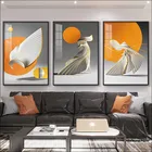Современная Абстрактная Картина на холсте водостойкий постер геометрическое украшение на Стену Большой принт оранжевый круглый картина подарок 60x80 см