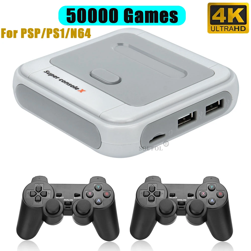 

SUPER CONSOLE X WIFI Video Game Consoles Support AV/HD 4K HD Output Retro Game Player Built-in 50000+ Games for PSP PS1 N64 MD