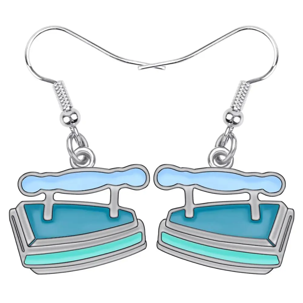 Bonsny Fashion Big Long Enamel Alloy Iron flatiron Tools Dangle Drop Earrings 2018 News Jewelry For Girls Women | Украшения и