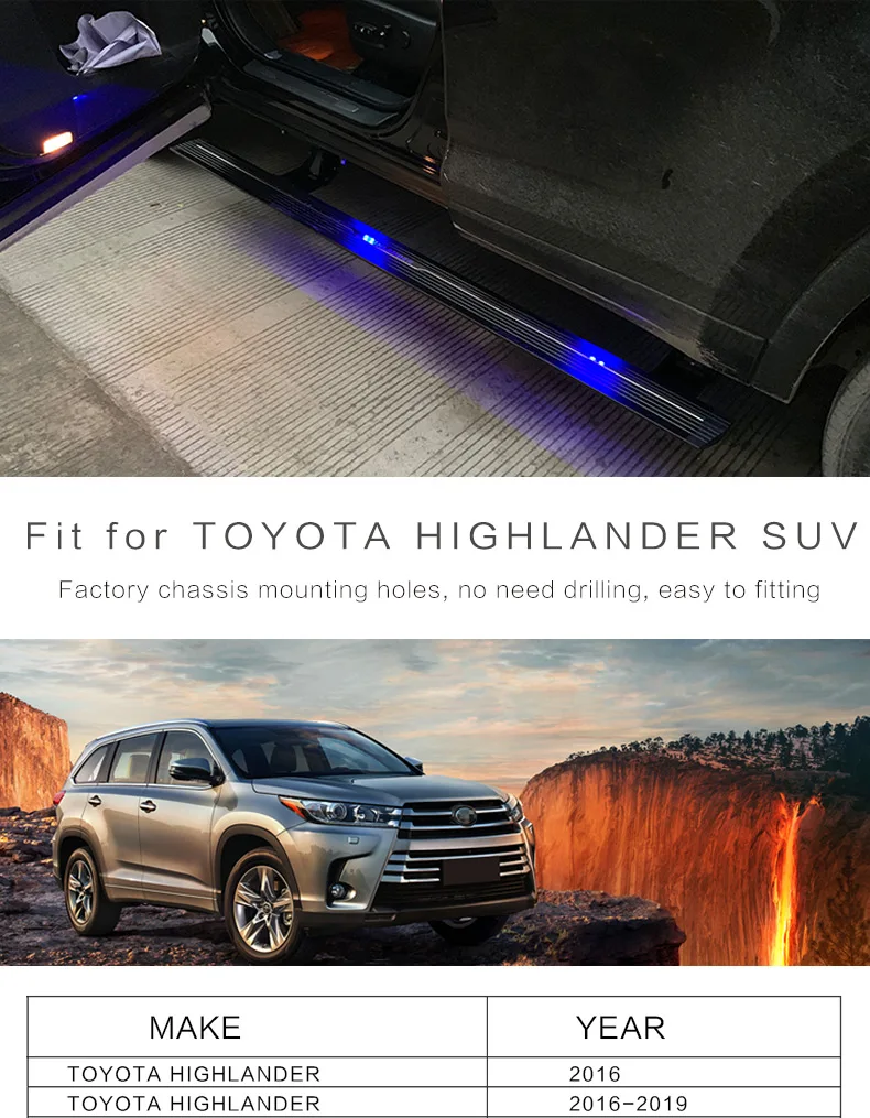Горячая сторона шаг бег доска nerf бар для TOYOTA HIGHLANDER IATF16949 Качество Поставщик, SUV speciali