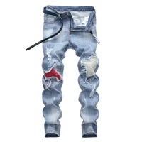 jeans men stretch ripped jeans vintage clothing hip hop streetwear distressed pants medium motorcycle casual fashion trend pants