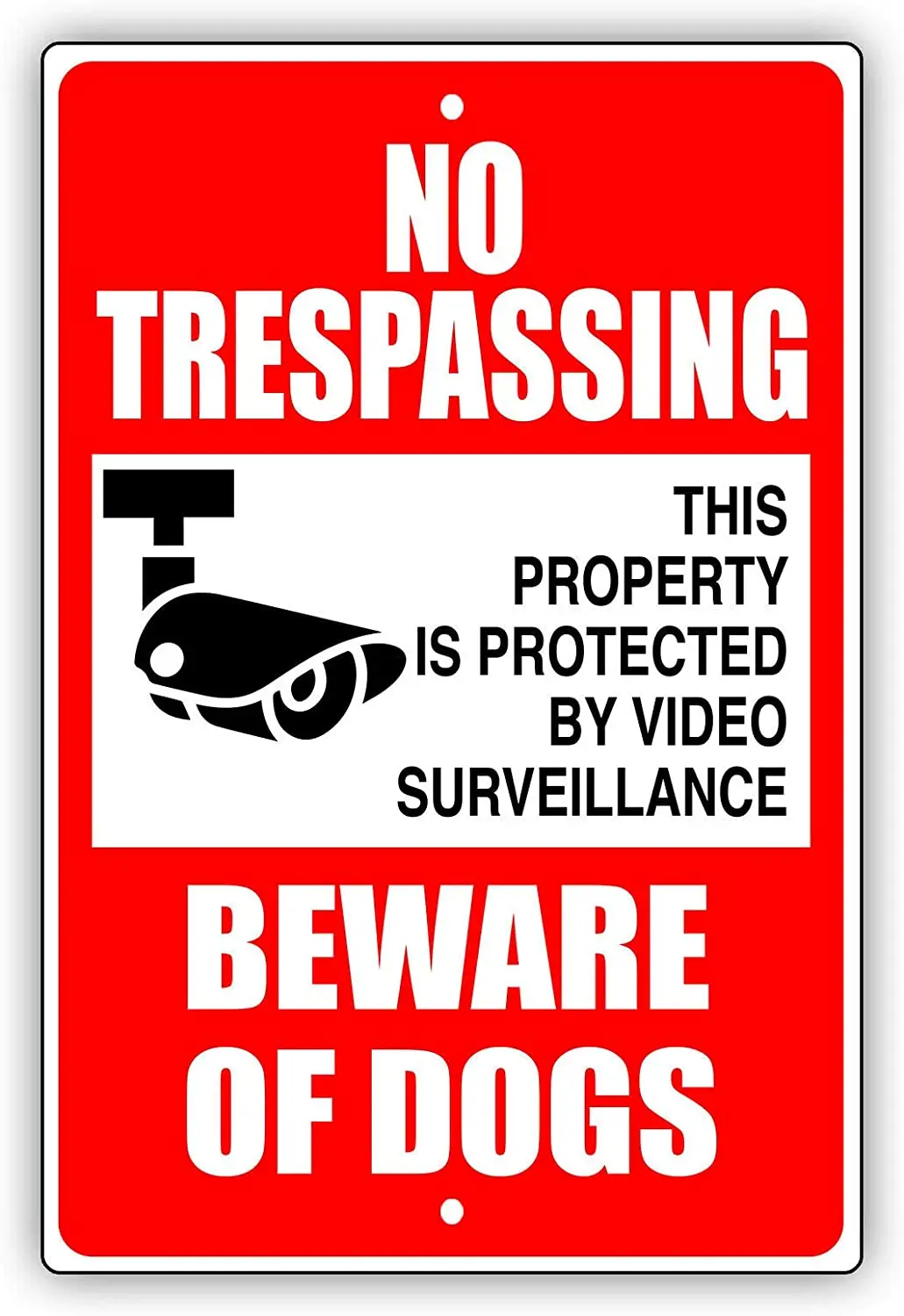 

Afterprints No Trespassing Video Surveillance Beware of Dogs Unique Novelty Caution Warning Notice Aluminum Metal Sign 8"x12"